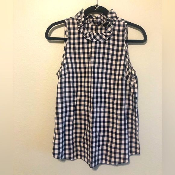 J.Crew Navy Blue & White Checkered Blouse-XS - Picture 1 of 6